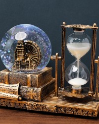Dekoratif Kar Küresi ve Kum Saati Gold Renk