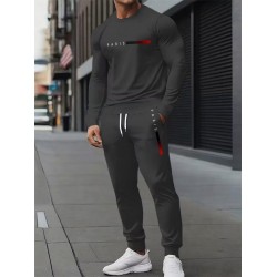 Erkek 2 parça 3D Uzun Kollu T-Shirt ve Pantolon Seti