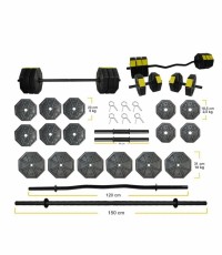 100 Kg Düz Bar (150 CM) Z Bar (120 CM) Dambıl-ağırlık-halter– Full Set Sarı Kapaklı