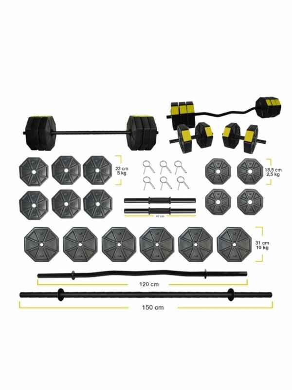 100 Kg Düz Bar (150 CM) Z Bar (120 CM) Dambıl-ağırlık-halter– Full …